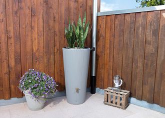 Vaso 2in1 Decor Regenspeicher zinkgrau, 220-Liter Gefäß